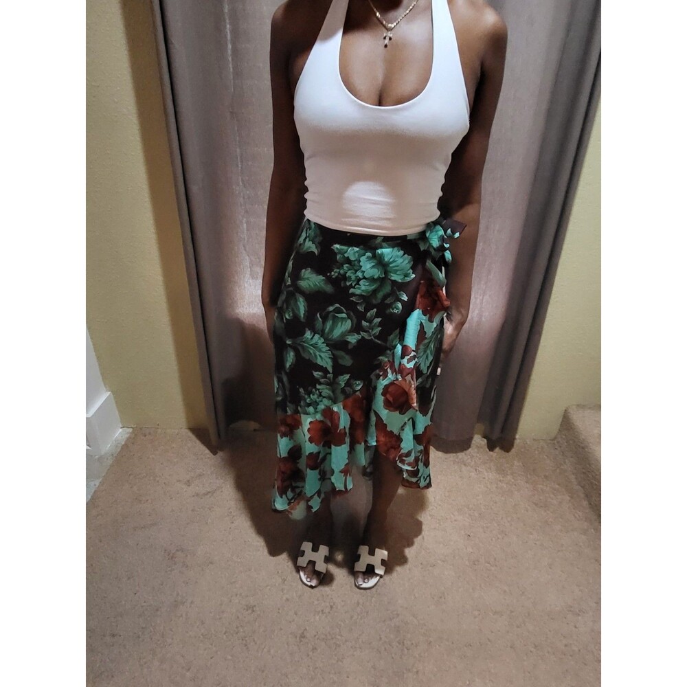 Anthropologie  Maeve Ruffled Wrap Maxi Skirt Womens Size XxS Foral Coconut Girl